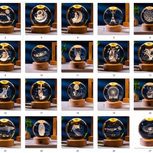 Boule de cristal décorative 3D Art Stitch Système Solaire Lune Galaxie Saturne, lampe de nuit pour la décoration intérieure - Product Image 6