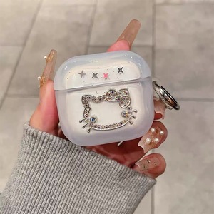 <span class=keywords><strong>Coque</strong></span> souple transparente style minimaliste pour écouteurs iPhone, étui <span class=keywords><strong>Airpods</strong></span> avec strass et boucle suspendue Chat KT, compatible <span class=keywords><strong>Airpods</strong></span> Pro 3 - Product Image 3