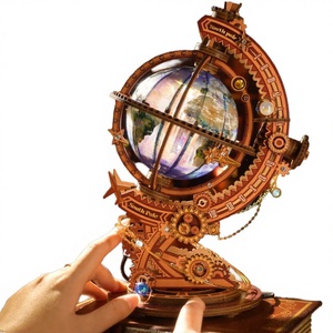 Mechanical Rotating Globe 3D Metal <b>Puzzle</b> Light-up Earth Model DIY Assembly Kit Gear Drive Anniversary Wholesale - Product Image 3