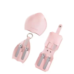 JM - Juego de Manicura de 4 Piezas, Color Rosa, Acero Inoxidable, Cortaúñas, Lima de Uñas, Portátil, con Logotipo Personalizable, Regalo para Niñas - Product Image 1