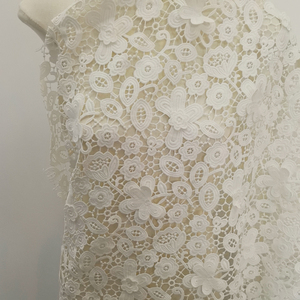 Pháp đám cưới 3D hoa thêu guipure ren vải 100% polyester trắng nước hòa tan ren vải guipure - Product Image 6