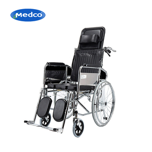 Fauteuil roulant manuel pliable en acier inoxydable de haute qualité Medco pour usage hospitalier et de réadaptation - Product Image 1
