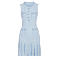 Robe en tricot de haute qualité, nouvelle collection, sans manches, coupe ajustée, avec détails floraux 3D découpés