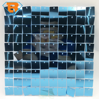 Toile de fond murale bleue scintillante, toile de fond carrée à paillettes, grille à paillettes entrelacées, panneau mural scintillant pour fête d'anniversaire, mariage, décoration de festival