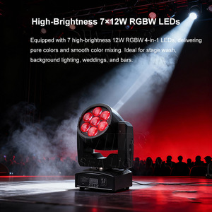Mini <span class=keywords><strong>7x12W</strong></span> LED di chuyển đầu chiếu sáng cho sân khấu DJ bên đám cưới Disco KTV hộp đêm Warm & WHIT DMX512 kiểm soát - Product Image 2