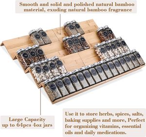 Adjustable Expandable Kitchen Glass <strong>Spice</strong> Jar Rack <strong>Drawer</strong> <strong>Organizer</strong> Organiser Bamboo <strong>Spice</strong> Rack Tray <strong>Organizer</strong> for Countertop - Product Image 3