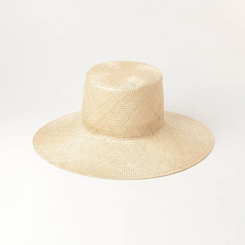Sombrero De Paja con visera ancha para mujer, gorro De Paja con visera ancha y parte superior redonda De gran tamaño, estilo veraniego