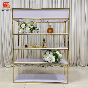 LEDA Wedding Events event Modern New Arrival Gold Iron Metal Wine Rack <b>Backdrop</b> <b>Stand</b> - Product Image 3