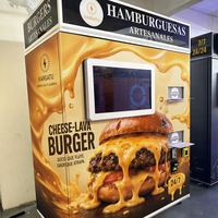 Distributeur automatique de burgers en acier inoxydable avec écran publicitaire LCD, gestion cloud, 5G/Wi-Fi, service rapide et sans intervention humaine
