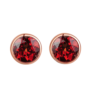 Pendientes Redondos de Rubí con Baño de Oro de 18K y Acero Inoxidable, Diseño Minimalista con Bisel, para Mujer - Product Image 1