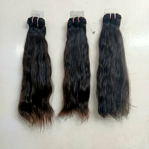 100% Natural Virgin Black Kinky Straight 18'' Human Hair <b>Extensions</b> Best Quality Double Weft <b>Braids</b> From Temple - Product Image 1