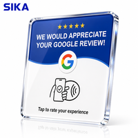 Support de table en acrylique 12 cm, carte NFC Google Review compatible NFC213 13,56 MHz, appuyez pour laisser un avis, OEM/ODM personnalisé, prêt à être expédié, en stock