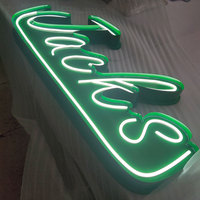 Letrero de Neón Personalizado con Logotipo de Tienda, Letrero Luminoso LED de Acero Inoxidable para Exteriores