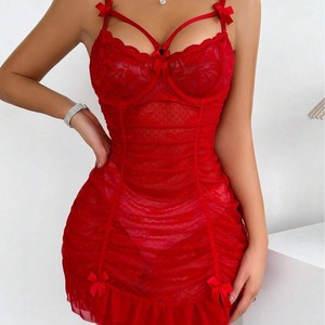 Lencería Sexy de verano para club nocturno, Falda plisada transparente con tirantes, ropa interior de soporte de acero, encaje, seducción ajustada 3360 - Product Image 2