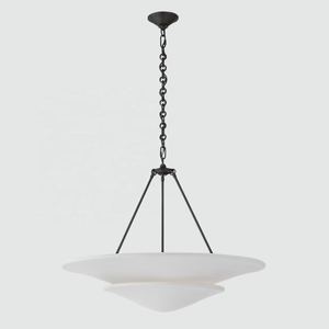 Lustre suspendu d'intérieur en laiton antique, design moderne, décoration artistique, abat-jour en laiton, luminaire suspendu pour villa, lustre à étages Mollino - Product Image 2