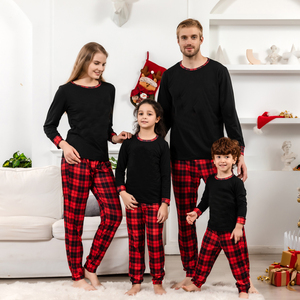 Venta caliente logotipo personalizado imprimible familia Plaid camiseta sublimación en blanco Navidad pijamas conjunto - Product Image 6