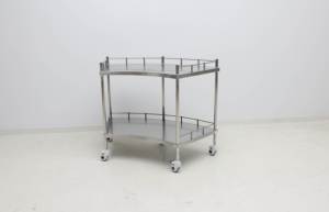 MT MEDICAL Chariot médical à deux étagères en acier inoxydable avec clôtures Civière <span class=keywords><strong>mobile</strong></span> à poulie silencieuse - Product Image 4