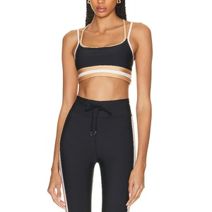 Contrast Color Yoga Tops Ladies Activewear Yoga Bra Women Hollow Back Exercise Wear Black and <b>White</b> Yoga <b>Set</b> for TraIning - Product Image 1