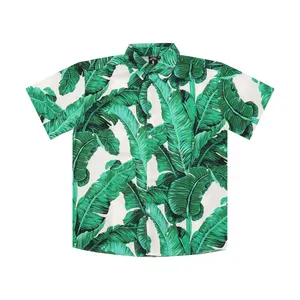 所有印花男士纽扣夏季夏威夷户外衬衫休闲男士衬衫夏威夷海滩