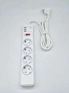 Jerman standar Eropa empat posisi perlindungan petir Strip daya soket ekstensi industri 4 outlet AC ABS 16A - Product Image 2