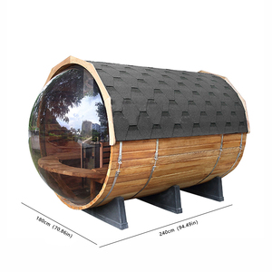 Sauna panoramique à vapeur imperméable HELIUS, chauffé au bois ou électrique : sauna en cèdre et en hemlock pour l'extérieur, à vendre - Product Image 2