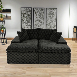 โซฟาปรับนอนรูปตัวแอลสีดำ รุ่น Black Turtle Corduroy พร้อมฟองน้ำเมมโมรี่โฟม - Product Image 2