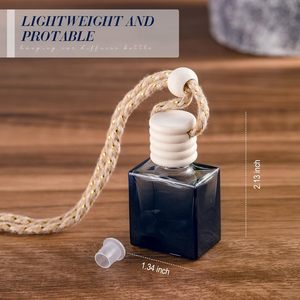 <b>10ml</b> High Quality Square Hot Stamped Gradient Color Car Perfume Glass <b>Bottle</b> Hanging Diffuser Screw Cap Wooden Lip - Product Image 4