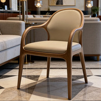 Chaises de salle à manger modernes de style nordique minimaliste en bois massif couleur noyer avec dossiers en cuir pour bars à domicile, hôtels