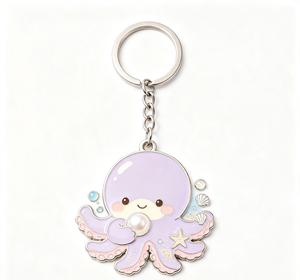 <b>Custom</b> Octopus Metal Key Chain Enamel Pendant Pearl Accent Lightweight Keyring for Gift and Promotion - Product Image 4