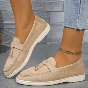 Mocassini Casual da <span class=keywords><strong>Donna</strong></span> Taglia Grande, Nuova Collezione Primavera Autunno 2024, Stile Europeo Americano, Slip-On Piatti, Tinta Unita, Tendenza Moda, Scarpe in PU - Product Image 4