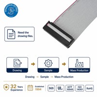Câble de données ruban plat gris 2.54mm pas FC 6/8/10/12/14/16/18/20/24/26/30/34/40/50/60/64 broches 10 longueur cm 20cm 30cm 40cm 50cm