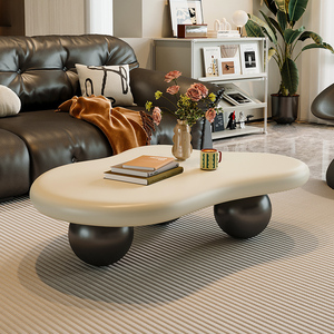 Scandinavian Unieke Witte Crème Centrum Tafel Moderne Woonkamer Creatieve Tafel Houten Salontafel Voor Thuis - Product Image 1