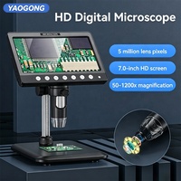 YAOGONG 7.0" Digital Microscope 5MP 1200X with 8 LED Light for Phone Repair PCB Soldering Motherboard Inspection Magnifier Tool
