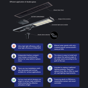 100W-200W Commercial Solar <b>LED</b> Street <b>Light</b> IP66 <b>With</b> Pole for Business Districts & Parking Lots LCS-XY-61 3030 High Efficiency - Product Image 2