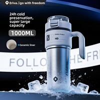Gobelet isotherme en acier inoxydable à double fonction personnalisable avec poignée, infuseur à thé et paille, maintien thermique 12-24 heures, vente en gros
