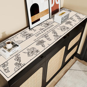 Tapete rectangular moderno para gabinete con diseño floral, antideslizante, a prueba de aceite, a prueba de polvo, reutilizable, lavable, mantel para aparador de TV - Product Image 1