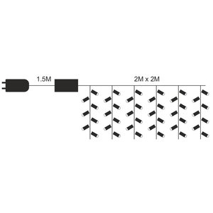 Tenda Luminosa LED Professionale da Esterno 200 Luci 2M X 2M Colore Bianco Freddo Effetto Cascata 10 Tende IP65 Estendibile - Product Image 2