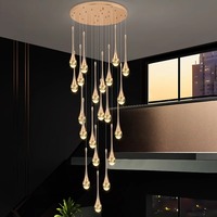Lustre d'escalier en colimaçon Lumière luxe simple cristal lumière hôtel appartement pick vide duplex salon villa lustre