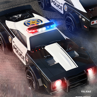 Voiture de police RC 88RC SG-1614 à l'échelle 1:16, moteur brossé, 4 canaux, télécommande, câble USB, vitesse maximale de 35 km/h