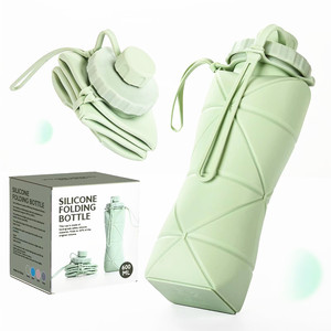 600ml BPA Free Drinking Tools Water Bottle Silicone Durable Sports <strong>Cups</strong> <strong>Collapsible</strong> Water Bottle With Rope - Product Image 2