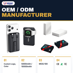 Cargador Portátil Magnético Inalámbrico OEM para Electrónica de Consumo, 5000mAh/10000mAh, con 2 Cables Integrados Tipo C y Soporte Plegable - Product Image 1