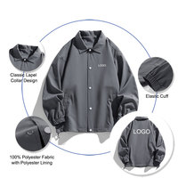 Veste coupe-vent YIMAI avec logo personnalisé, veste de printemps, design ample, veste unie pour homme, design zippé, veste en polyester