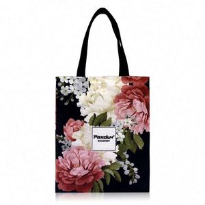 Bolsa de Mano de Lona con Estampado de Flores Vintage, Personalizada, Premium, para Mujer, Bolsa de Compras de Algodón - Product Image 1
