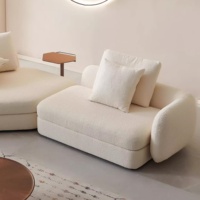 Ensemble de canapés modulaires Zayshine en sherpa blanc crème, style italien moderne et luxueux, pour salon, villa, appartement, canapé d'angle en forme de V