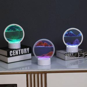 Sablier lampe <span class=keywords><strong>de</strong></span> table diode électroluminescente art <span class=keywords><strong>sables</strong></span> mouvants lampe <span class=keywords><strong>de</strong></span> <span class=keywords><strong>nuit</strong></span> 3D mobile sable boîte verre chambre lampe - Product Image 4