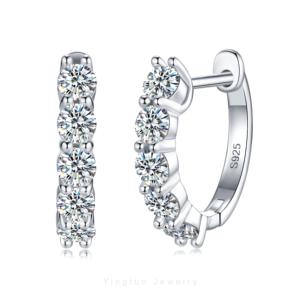 Nhà Máy Giá moissanite đồ trang sức bạc Stud 18K Bốn móng vuốt S925 3mm/4mm/5mm/6mm phụ nữ moissanite Bông tai - Product Image 5