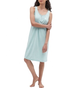 Camicie <span class=keywords><strong>da</strong></span> <span class=keywords><strong>notte</strong></span> in <span class=keywords><strong>cotone</strong></span> 100% <span class=keywords><strong>da</strong></span> donna con girocollo morbido a maniche corte in Jersey personalizzato di fabbrica - Product Image 4