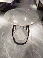 Table d'appoint moderne en marbre de luxe léger, table ronde à double niveau, petite table basse créative de style nordique