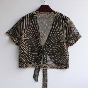 Tops de moda para <span class=keywords><strong>mujer</strong></span>, ropa de perspectiva salvaje, chal pequeño de <span class=keywords><strong>gasa</strong></span> con cordones de encaje, Boleros, Tops - Product Image 4