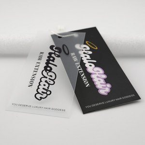 Tùy chỉnh sang trọng rõ ràng PVC may treo thẻ in logo quần áo thẻ quần áo hangtags giấy Frosted PVC Swing thẻ - Product Image 5